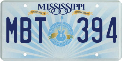 MS license plate MBT394