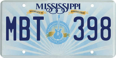 MS license plate MBT398