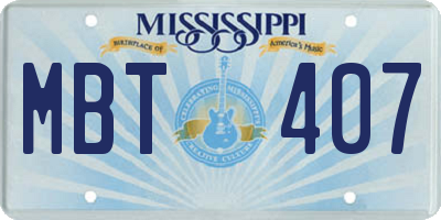 MS license plate MBT407