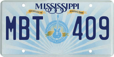 MS license plate MBT409