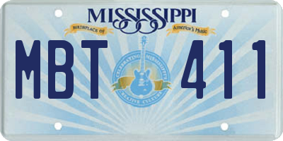 MS license plate MBT411