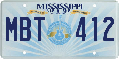 MS license plate MBT412