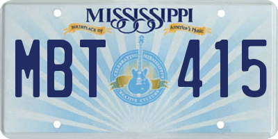 MS license plate MBT415