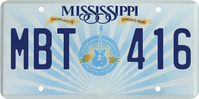 MS license plate MBT416