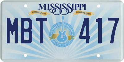 MS license plate MBT417