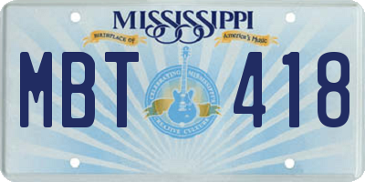 MS license plate MBT418