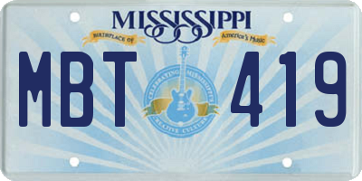 MS license plate MBT419