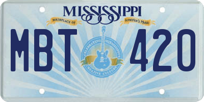 MS license plate MBT420