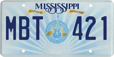 MS license plate MBT421