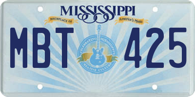 MS license plate MBT425