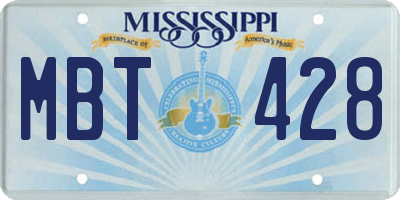 MS license plate MBT428