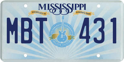 MS license plate MBT431