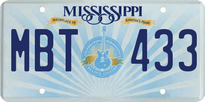 MS license plate MBT433