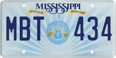 MS license plate MBT434