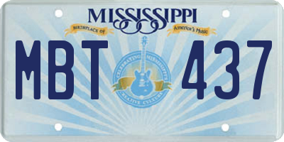 MS license plate MBT437