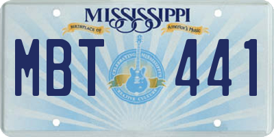 MS license plate MBT441