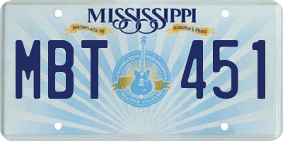 MS license plate MBT451