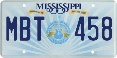 MS license plate MBT458