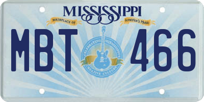 MS license plate MBT466