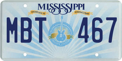 MS license plate MBT467