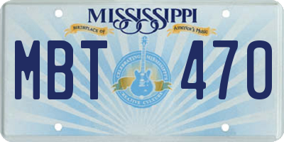 MS license plate MBT470
