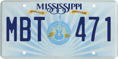 MS license plate MBT471