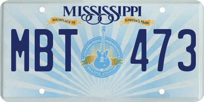 MS license plate MBT473