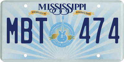 MS license plate MBT474