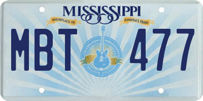 MS license plate MBT477