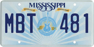MS license plate MBT481