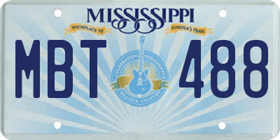 MS license plate MBT488
