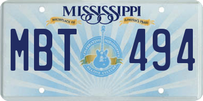 MS license plate MBT494