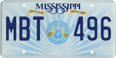 MS license plate MBT496