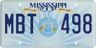 MS license plate MBT498