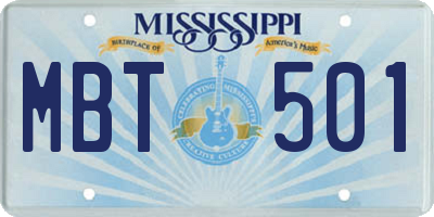 MS license plate MBT501