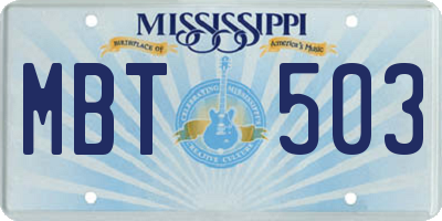 MS license plate MBT503