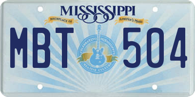 MS license plate MBT504