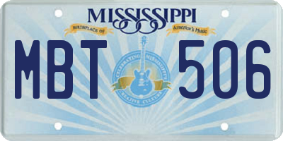 MS license plate MBT506
