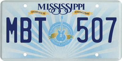 MS license plate MBT507