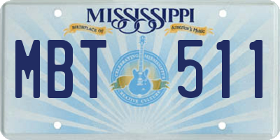 MS license plate MBT511