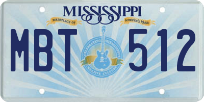 MS license plate MBT512