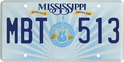 MS license plate MBT513