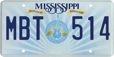 MS license plate MBT514