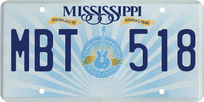 MS license plate MBT518