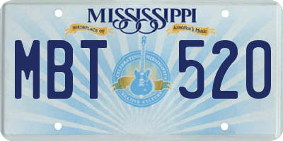 MS license plate MBT520