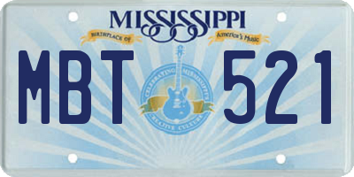 MS license plate MBT521