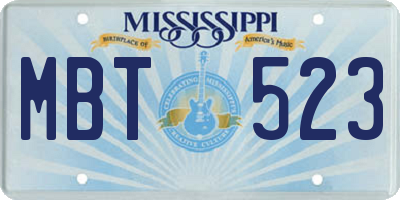 MS license plate MBT523