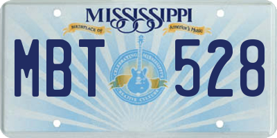 MS license plate MBT528