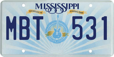 MS license plate MBT531