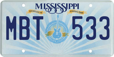 MS license plate MBT533